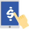 currency hand tablet icon