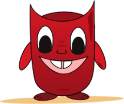 cute devil monster with cute teeth and eyes icon