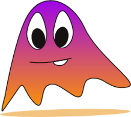 cute ghost monster with baby teeth icon