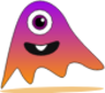 cute one eye ghost monster with baby teeth icon