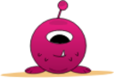 cute pink eye monster with one horn icon