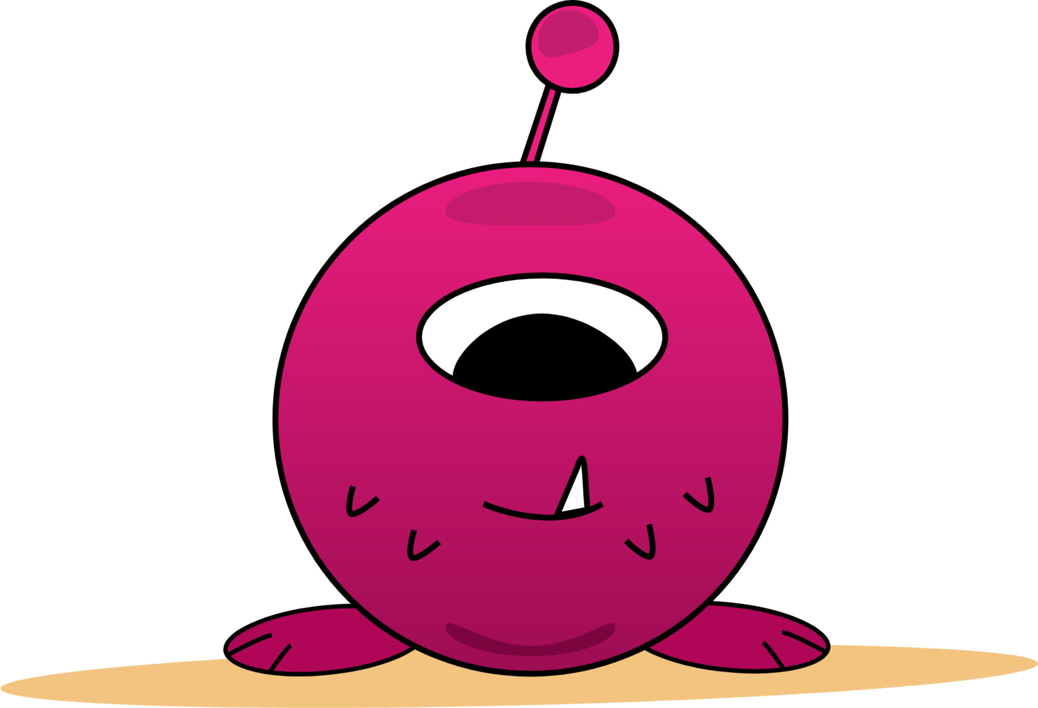 cute pink eye monster with one horn icon