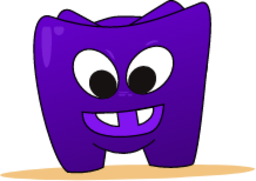 cute purple monster with big smile and teeth icon