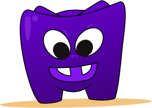 cute purple monster with big smile and teeth icon
