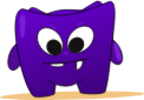 cute purple monster with happy smile icon