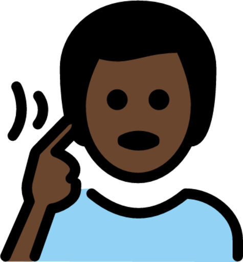 deaf man: dark skin tone emoji