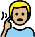 deaf man: medium-light skin tone emoji