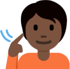 deaf person: dark skin tone emoji