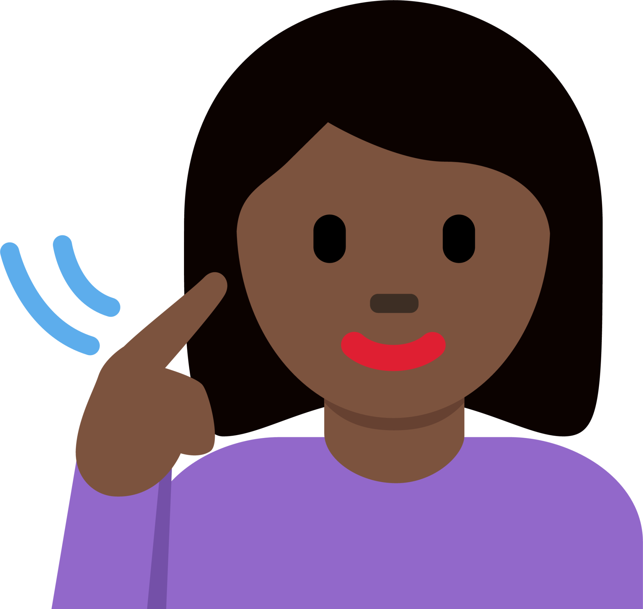 deaf woman: dark skin tone emoji