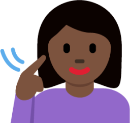 deaf woman: dark skin tone emoji