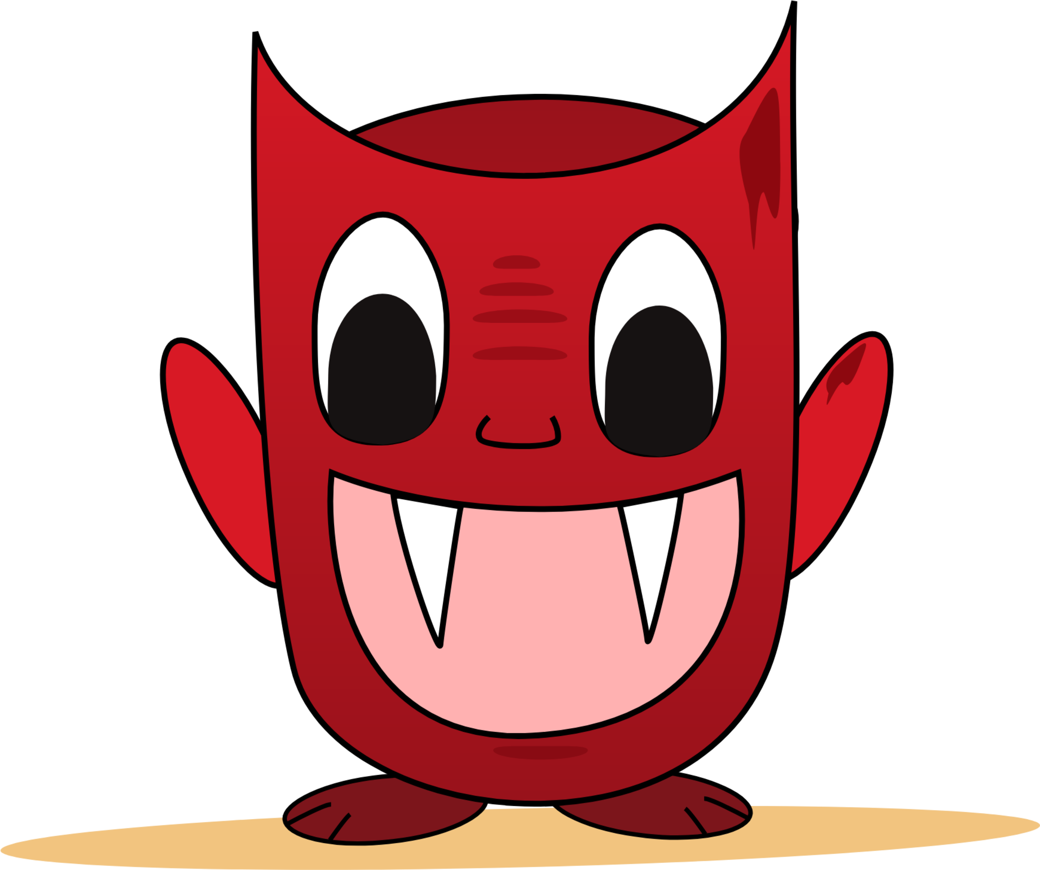 devil cute monster with sharp teeth and small feet icon