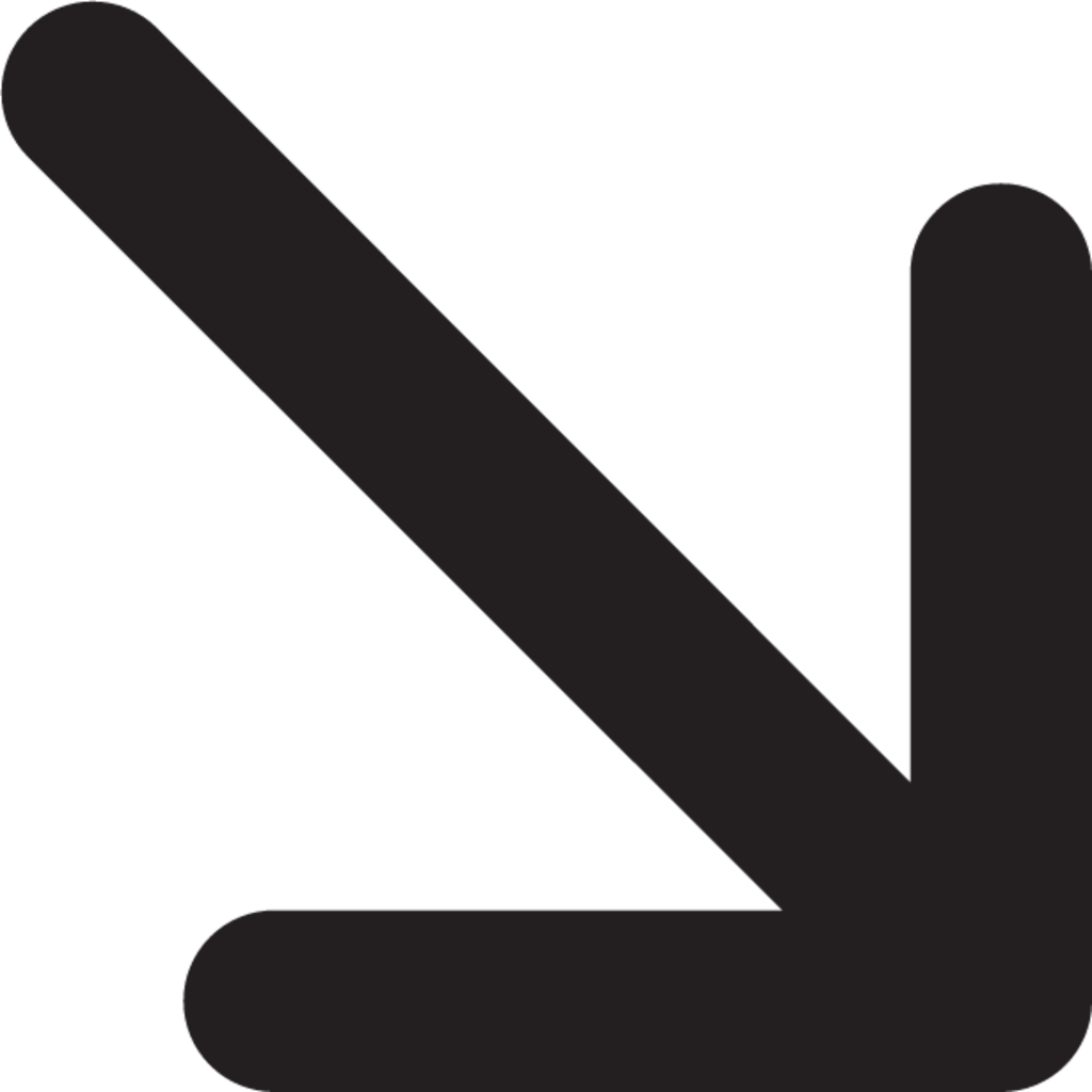 diagonal arrow right down outline icon