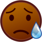 disappointed relieved (brown) emoji