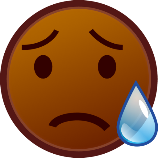 disappointed relieved (brown) emoji