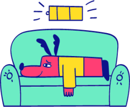 dog couch battery illustration