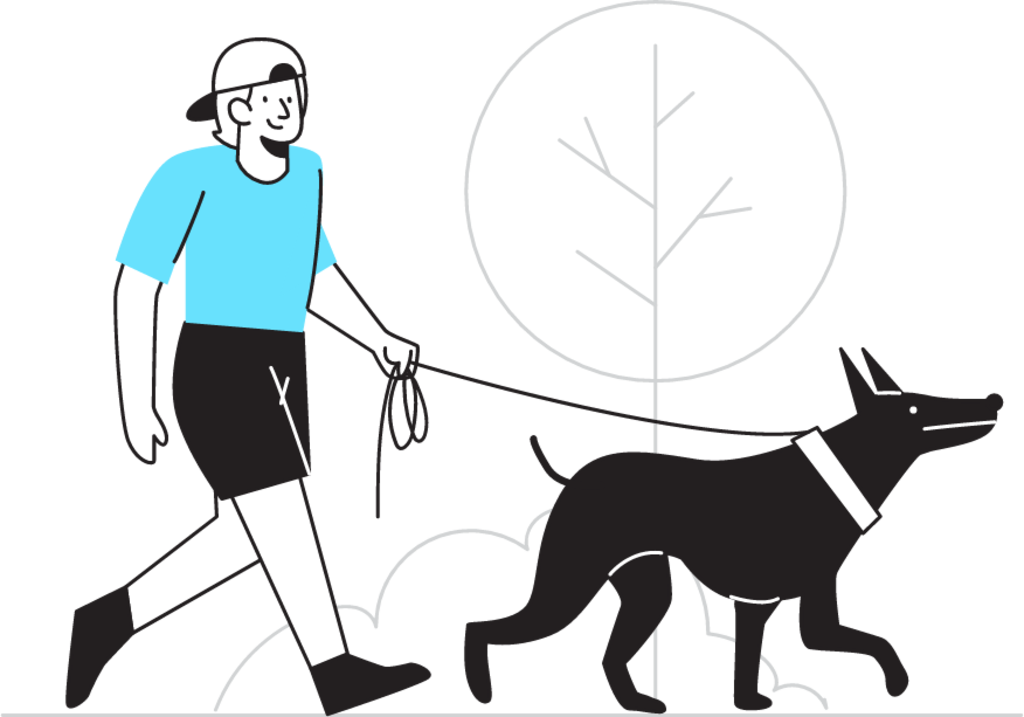 Dog walking illustration