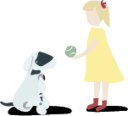 dog with girl illustration