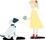 dog with girl illustration