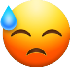 Downcast Face with Sweat emoji