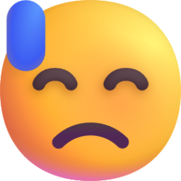downcast face with sweat emoji