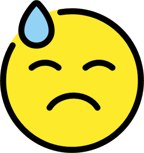 downcast face with sweat emoji