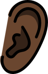 ear: dark skin tone emoji