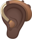 ear with hearing aid: dark skin tone emoji