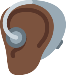 ear with hearing aid: dark skin tone emoji