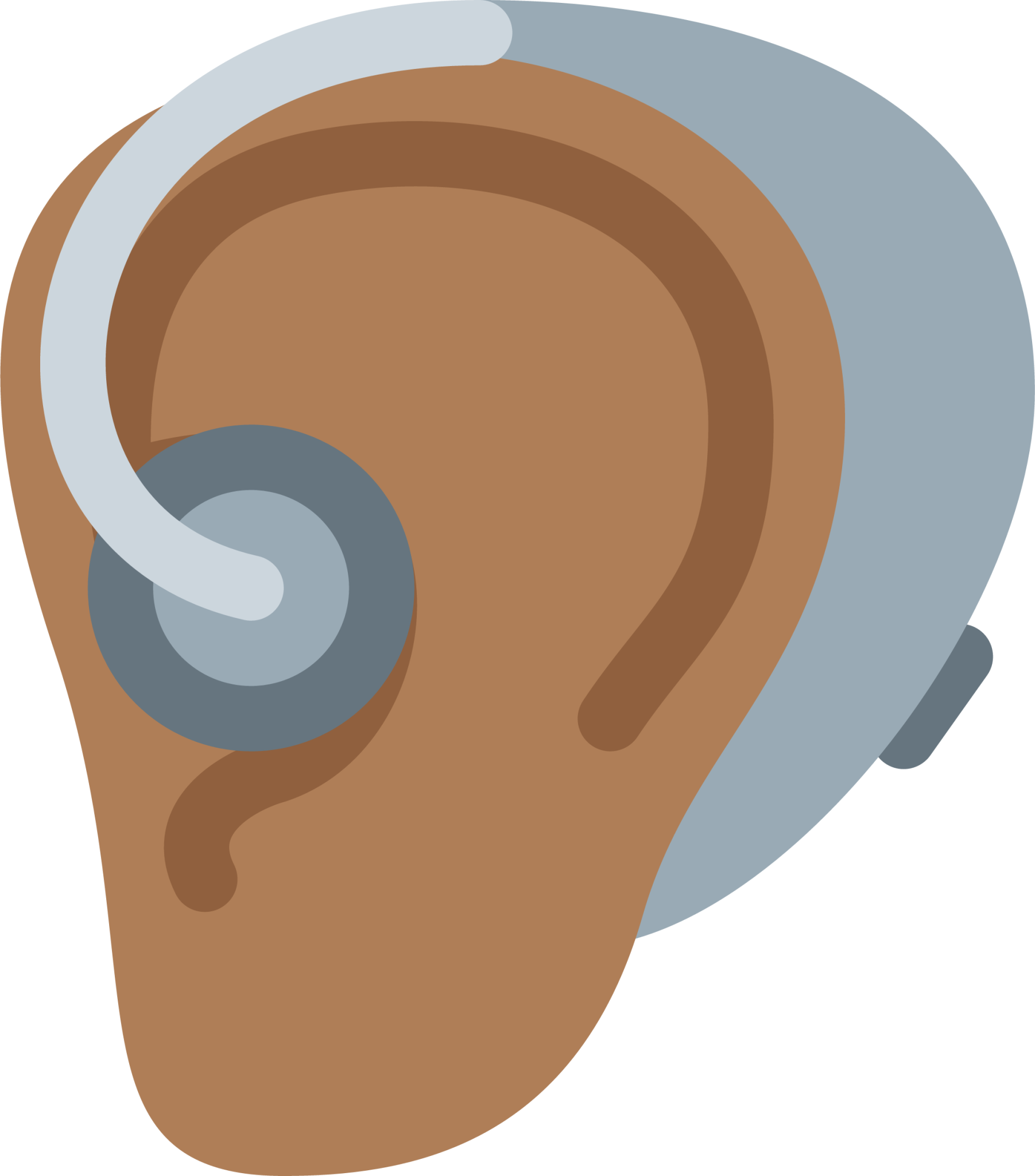 ear with hearing aid: medium-dark skin tone emoji