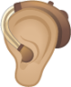 ear with hearing aid: medium-light skin tone emoji