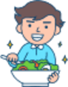 Eating salad illustration