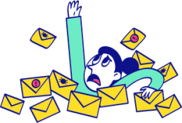 email overload woman illustration