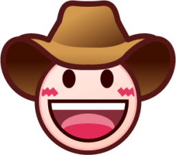 face with cowboy hat (white) emoji