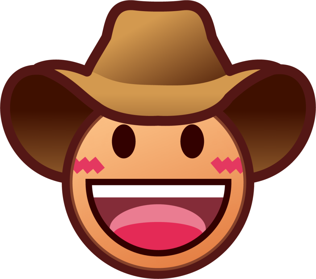 face with cowboy hat (yellow) emoji