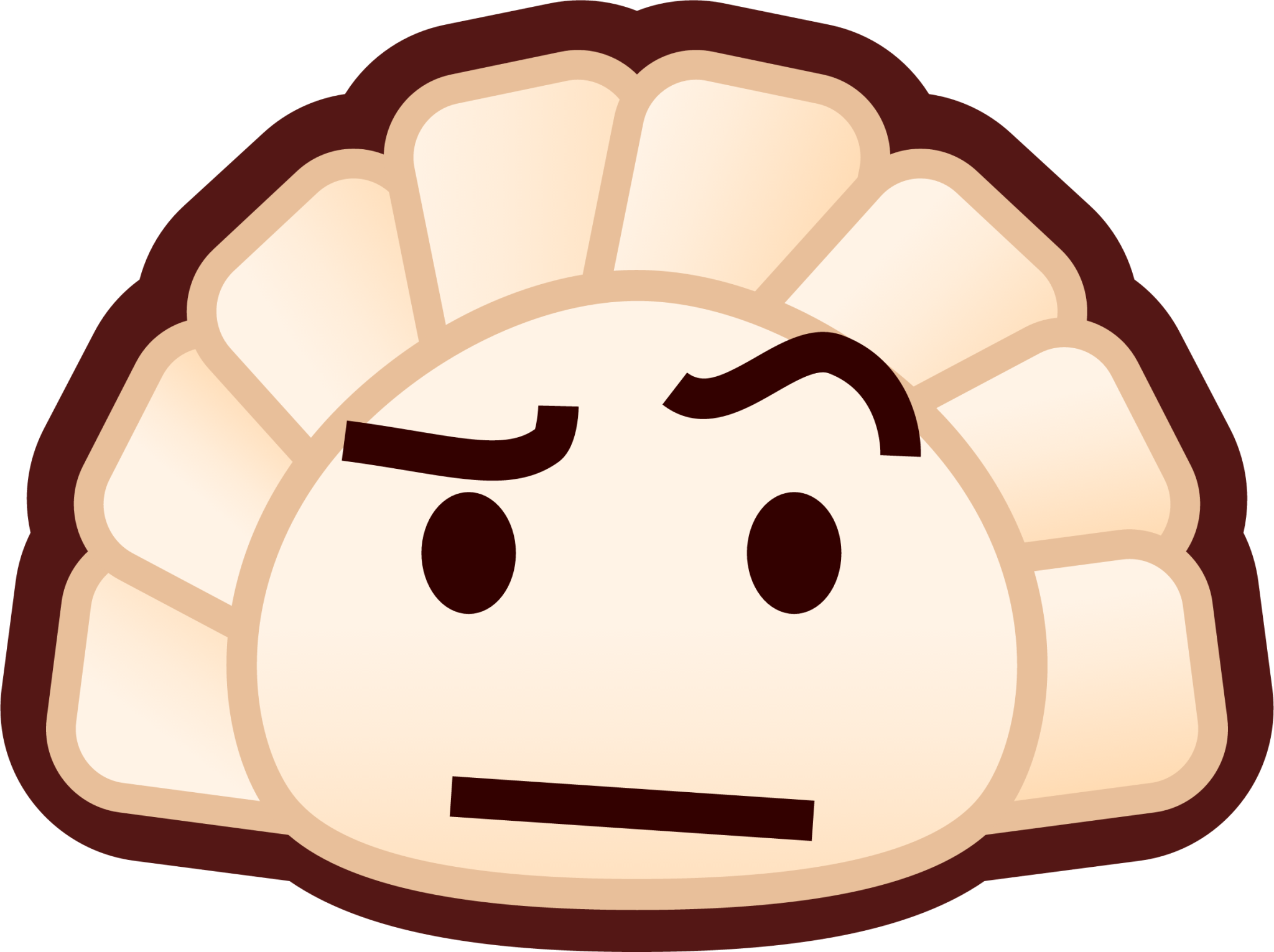 face with one eyebrow raised (dumpling) emoji