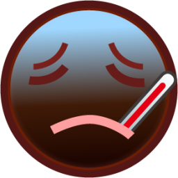 face with thermometer (black) emoji