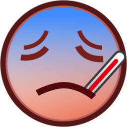 face with thermometer (plain) emoji