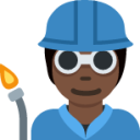 factory worker: dark skin tone emoji