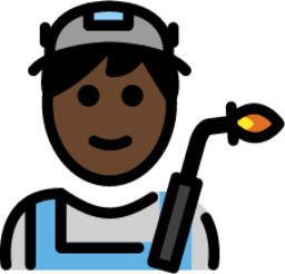 factory worker: dark skin tone emoji