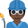 factory worker: dark skin tone emoji