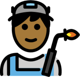 factory worker: medium-dark skin tone emoji