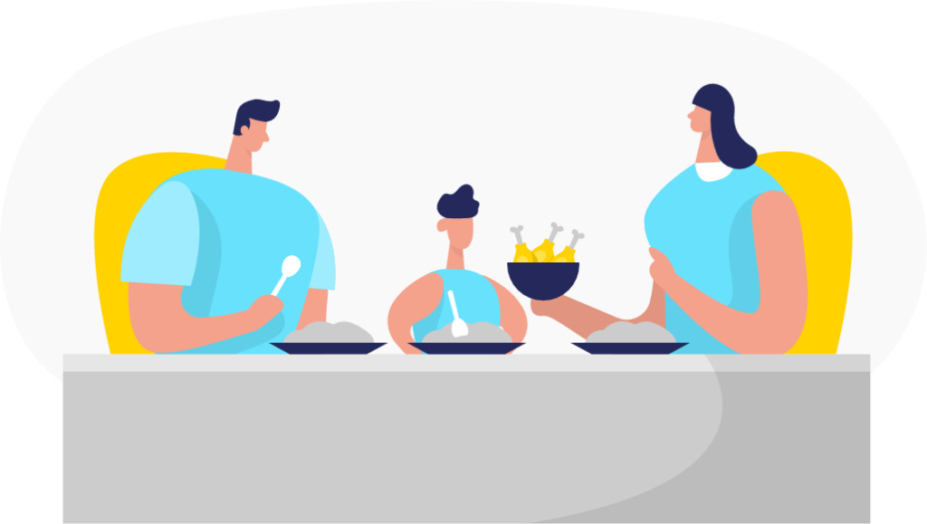 Family meal illustration