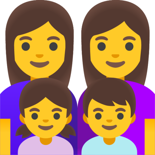 family: woman, woman, girl, boy emoji