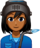 female factory worker (brown) emoji
