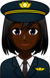 female pilot (black) emoji