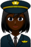 female pilot (black) emoji