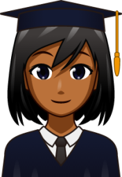 female student (brown) emoji