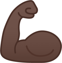 flexed biceps: dark skin tone emoji