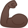 flexed biceps: dark skin tone emoji