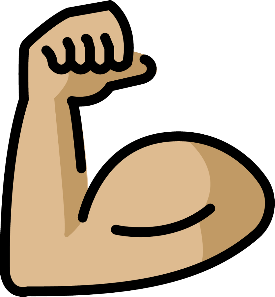 flexed biceps: medium-light skin tone emoji